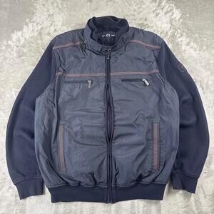 Campione Del Garda Italy Jacket Men’s Large Navy Blue Full Zip Moto Bomber